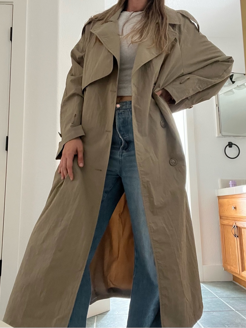 Classic Khaki Trench Coat for Women — Long Lightweight Overcoat. New with tags